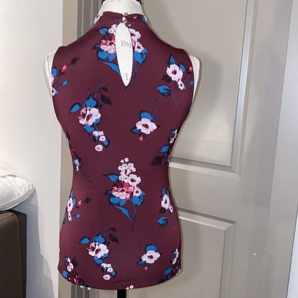 White House Black Market maroon teal pink sleeveless fitted blouse womens XS top - Picture 4 of 8